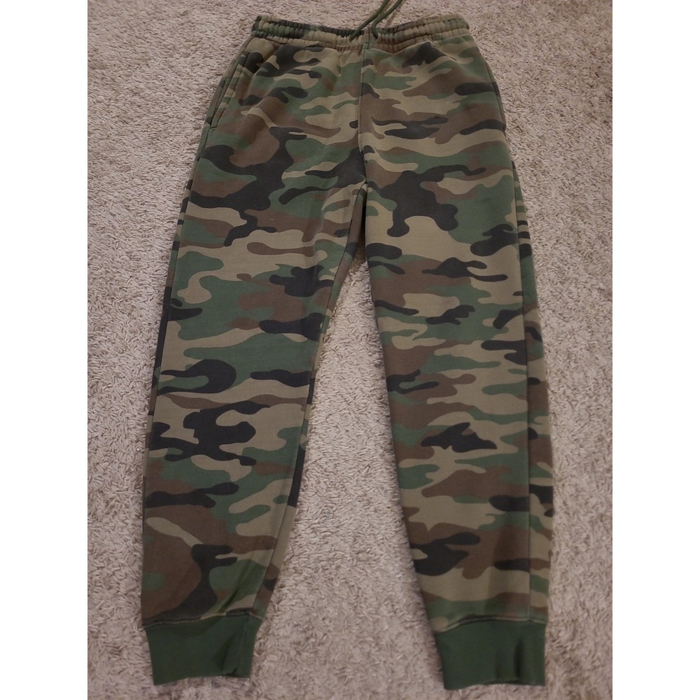 LCKR Sweatpants Joggers Mens Small Green Camo Fleece Elastic Waist Pockets